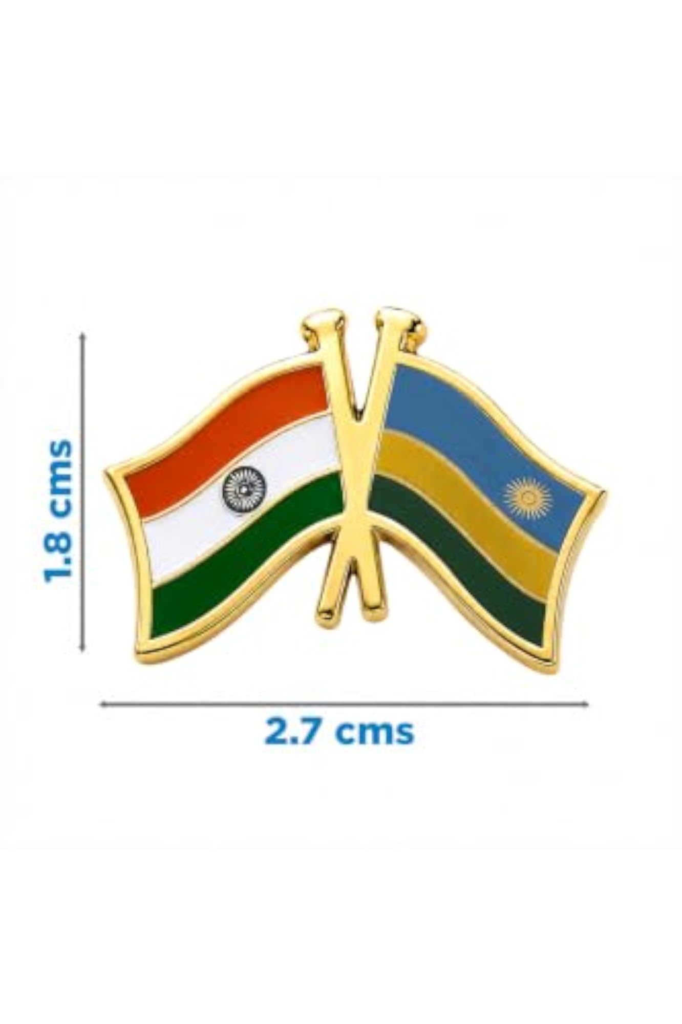 India-Rwanda Cross Brass Lapel Pin/Brooch for Clothing Accessories